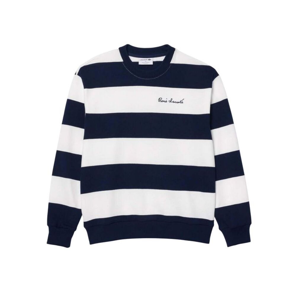 Lacoste Womens/Ladies French Made Oversized Sweatshirt / Cream/Dark Blue